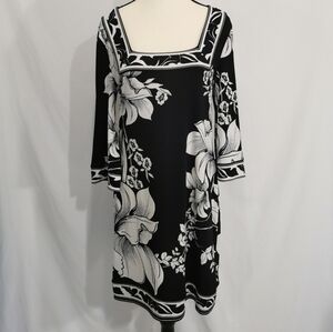 White House Black Market Floral Midi Dress with Square Neckline - Sz M